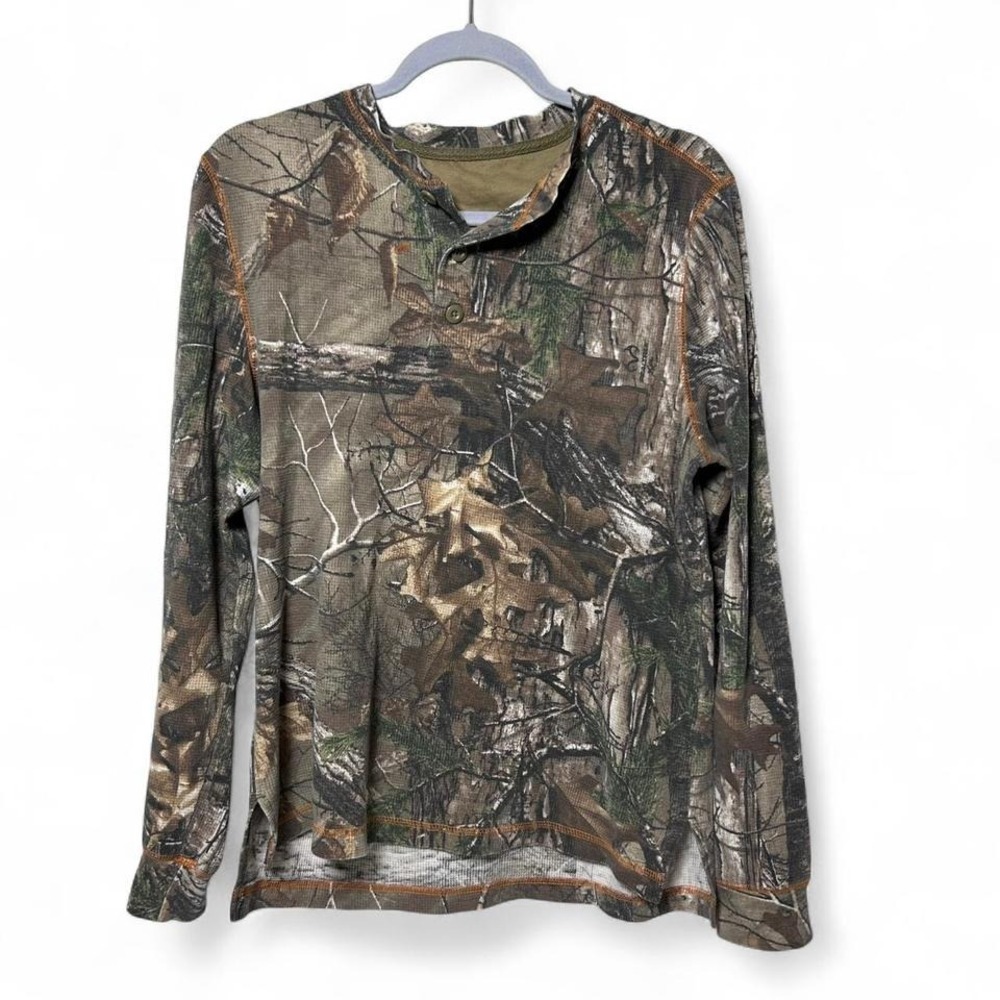Vintage Henley Long Sleeve‎ RealTree Camo Shirt Size